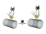 Nanotub decorat amb nanopartícules d'or i un cavitand en presència d'aire pur.